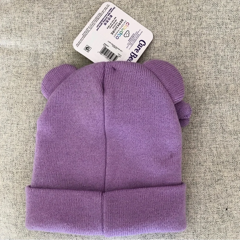 NWT purple Care Bears hat and mitten set kids